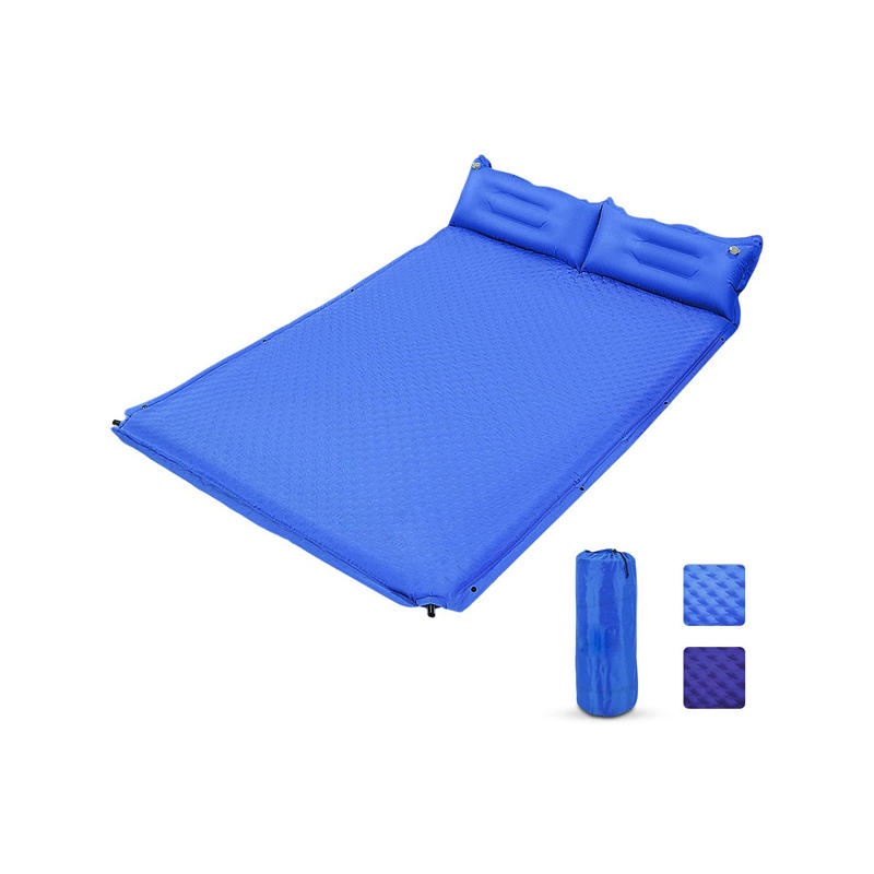 HF-A351 Double Self Inflating Sleeping Mat Camping Pad 2 Person Camping Mattress with Pillow for Hiking Camping Gear