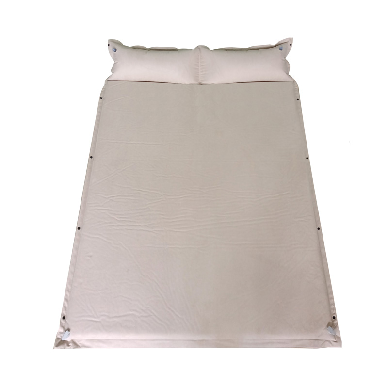 HF-B008 8cm Suede Comfort Outdoor Double Self Inflating Mats With Pillow Lightweight Camping Sleeping Pad 