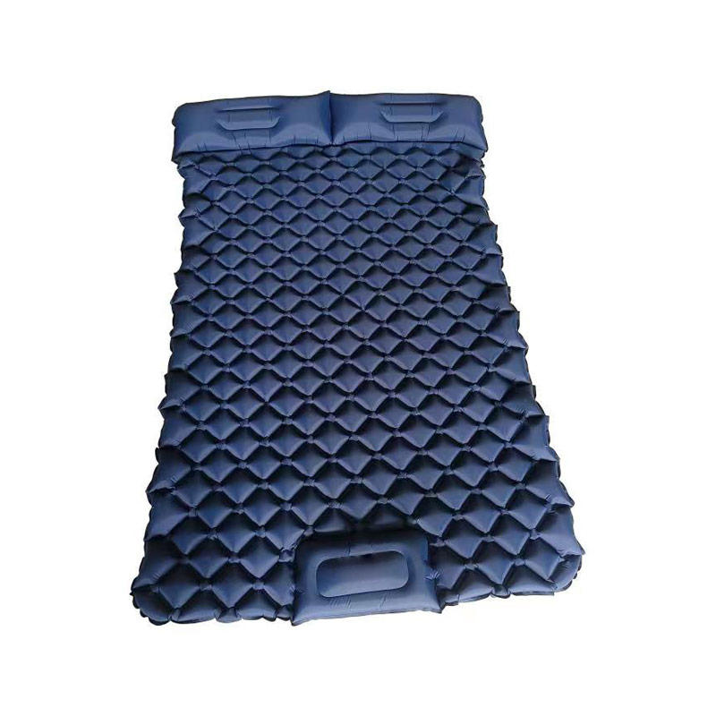 HF-E006 Quick Inflate Double Outdoor Air Sleeping Pad 2 Person Travel Hiking Inflatable Mat With Pillow