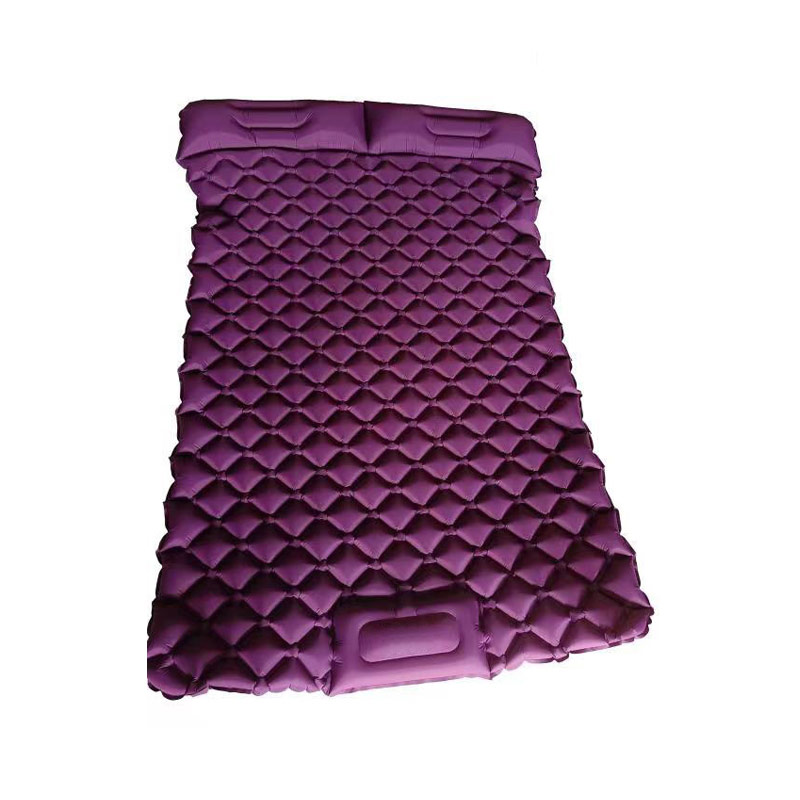 HF-E006 Quick Inflate Double Outdoor Air Sleeping Pad 2 Person Travel Hiking Inflatable Mat With Pillow