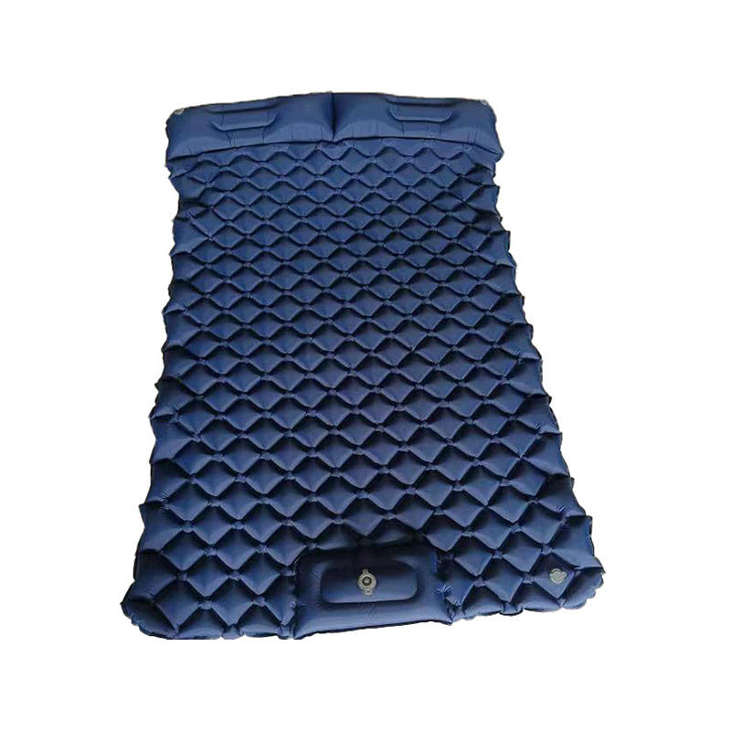 HF-E006 Quick Inflate Double Outdoor Air Sleeping Pad 2 Person Travel Hiking Inflatable Mat With Pillow